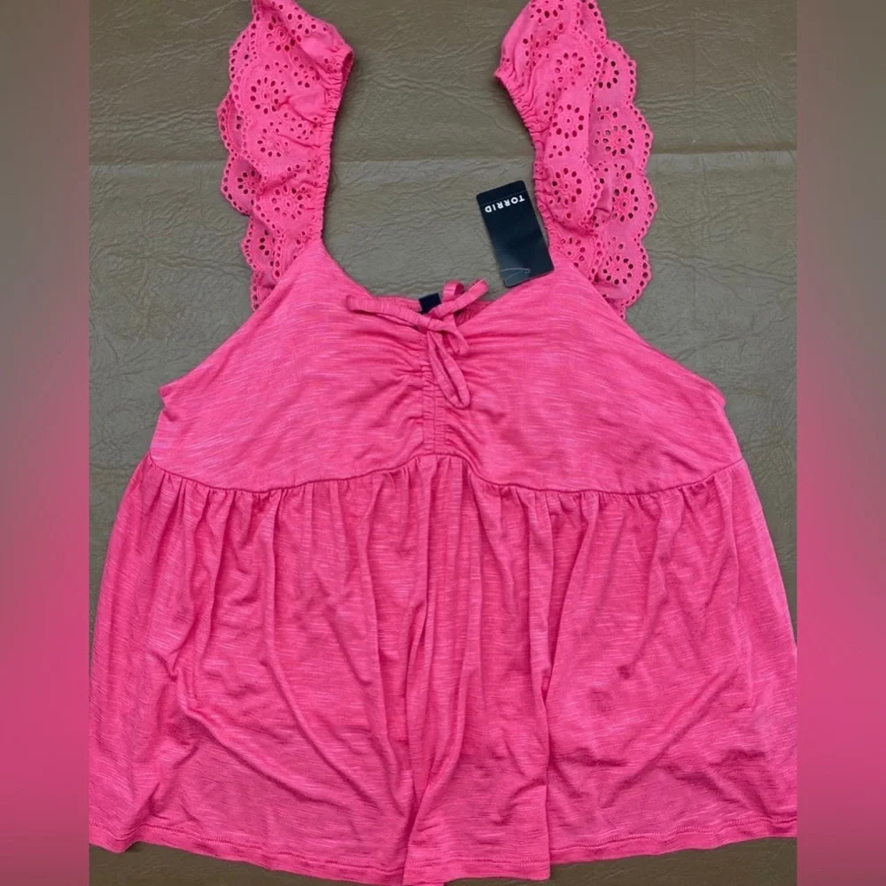 Torrid Pink Ruffle Sleeve Tank Top - Picture 9 of 9